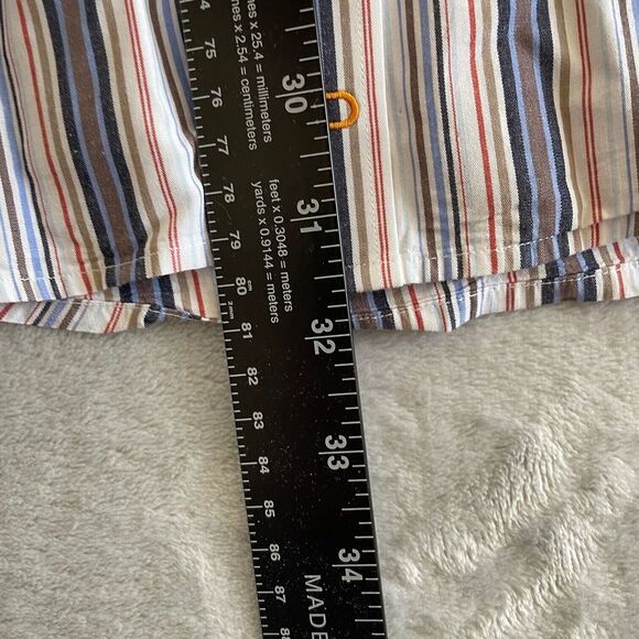 Thomas Dean Shirt Mens Large L Striped Button Up Flip Cuff Shirtmakers Cloth - Picture 8 of 9